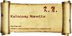 Kalocsay Nanetta névjegykártya